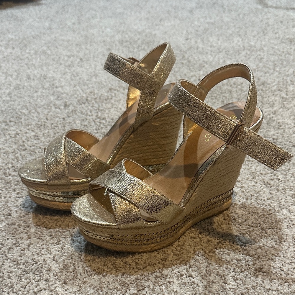 Gold Wedge Sandals